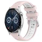 For Huawei Watch GT3 42mm 20mm Sports Two-Color Steel Buckle Silicone Watch Band(Pink+White) - 1