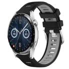 For Huawei Watch GT3 42mm 20mm Sports Two-Color Steel Buckle Silicone Watch Band(Black+Grey) - 1