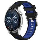 For Huawei Watch GT3 42mm 20mm Sports Two-Color Steel Buckle Silicone Watch Band(Black+Blue) - 1