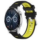 For Huawei Watch GT3 42mm 20mm Sports Two-Color Steel Buckle Silicone Watch Band(Black+Lime Green) - 1