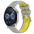 For Huawei Watch GT3 42mm 20mm Sports Two-Color Steel Buckle Silicone Watch Band(Grey+Yellow) - 1