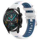 For Huawei Watch GT2 42mm 20mm Sports Two-Color Steel Buckle Silicone Watch Band(White+Blue) - 1