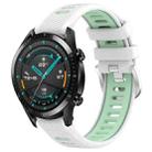 For Huawei Watch GT2 42mm 20mm Sports Two-Color Steel Buckle Silicone Watch Band(White+Teal) - 1