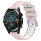 For Huawei Watch GT2 42mm 20mm Sports Two-Color Steel Buckle Silicone Watch Band(Pink+White) - 1