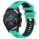 For Huawei Watch GT2 42mm 20mm Sports Two-Color Steel Buckle Silicone Watch Band(Lake Blue+Black) - 1