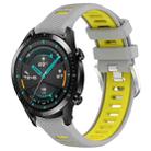 For Huawei Watch GT2 42mm 20mm Sports Two-Color Steel Buckle Silicone Watch Band(Grey+Yellow) - 1