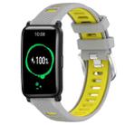 For Honor Watch ES 20mm Sports Two-Color Steel Buckle Silicone Watch Band(Grey+Yellow) - 1