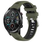 For Honor MagicWatch2 42mm 20mm Sports Two-Color Steel Buckle Silicone Watch Band(Army Green+Black) - 1