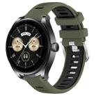 For Huawei Watch Buds 22mm Sports Two-Color Steel Buckle Silicone Watch Band(Army Green+Black) - 1