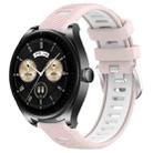 For Huawei Watch Buds 22mm Sports Two-Color Steel Buckle Silicone Watch Band(Pink+White) - 1