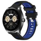 For Huawei Watch Buds 22mm Sports Two-Color Steel Buckle Silicone Watch Band(Black+Blue) - 1