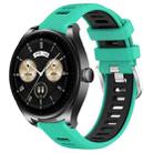 For Huawei Watch Buds 22mm Sports Two-Color Steel Buckle Silicone Watch Band(Lake Blue+Black) - 1