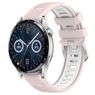 For Huawei Watch GT3 46mm 22mm Sports Two-Color Steel Buckle Silicone Watch Band(Pink+White) - 1