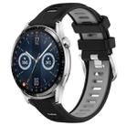 For Huawei Watch GT3 46mm 22mm Sports Two-Color Steel Buckle Silicone Watch Band(Black+Grey) - 1