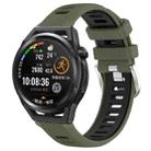 For Huawei Watch GT Runner 22mm Sports Two-Color Steel Buckle Silicone Watch Band(Army Green+Black) - 1