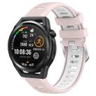 For Huawei Watch GT Runner 22mm Sports Two-Color Steel Buckle Silicone Watch Band(Pink+White) - 1