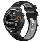 For Huawei Watch GT Runner 22mm Sports Two-Color Steel Buckle Silicone Watch Band(Black+Grey) - 1