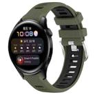 For Huawei Watch 3 22mm Sports Two-Color Steel Buckle Silicone Watch Band(Army Green+Black) - 1