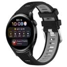 For Huawei Watch 3 22mm Sports Two-Color Steel Buckle Silicone Watch Band(Black+Grey) - 1