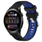 For Huawei Watch 3 22mm Sports Two-Color Steel Buckle Silicone Watch Band(Black+Blue) - 1