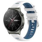 For Huawei GT2 Pro 22mm Sports Two-Color Steel Buckle Silicone Watch Band(White+Blue) - 1