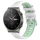 For Huawei GT2 Pro 22mm Sports Two-Color Steel Buckle Silicone Watch Band(White+Teal) - 1