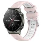 For Huawei GT2 Pro 22mm Sports Two-Color Steel Buckle Silicone Watch Band(Pink+White) - 1