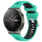 For Huawei GT2 Pro 22mm Sports Two-Color Steel Buckle Silicone Watch Band(Lake Blue+Black) - 1