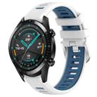 For Huawei GT2 46mm 22mm Sports Two-Color Steel Buckle Silicone Watch Band(White+Blue) - 1