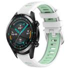 For Huawei GT2 46mm 22mm Sports Two-Color Steel Buckle Silicone Watch Band(White+Teal) - 1