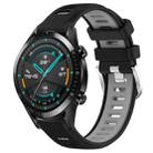 For Huawei GT2 46mm 22mm Sports Two-Color Steel Buckle Silicone Watch Band(Black+Grey) - 1