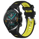 For Huawei GT2 46mm 22mm Sports Two-Color Steel Buckle Silicone Watch Band(Black+Lime Green) - 1