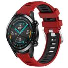 For Huawei GT2 46mm 22mm Sports Two-Color Steel Buckle Silicone Watch Band(Red+Black) - 1