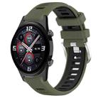 For Honor Watch GS 3i 22mm Sports Two-Color Steel Buckle Silicone Watch Band(Army Green+Black) - 1