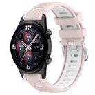 For Honor Watch GS 3i 22mm Sports Two-Color Steel Buckle Silicone Watch Band(Pink+White) - 1