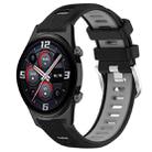 For Honor Watch GS 3i 22mm Sports Two-Color Steel Buckle Silicone Watch Band(Black+Grey) - 1
