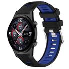 For Honor Watch GS 3i 22mm Sports Two-Color Steel Buckle Silicone Watch Band(Black+Blue) - 1