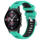For Honor Watch GS 3i 22mm Sports Two-Color Steel Buckle Silicone Watch Band(Lake Blue+Black) - 6