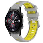 For Honor Watch GS 3i 22mm Sports Two-Color Steel Buckle Silicone Watch Band(Grey+Yellow) - 1