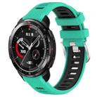 For Honor Watch GS Pro 22mm Sports Two-Color Steel Buckle Silicone Watch Band(Lake Blue+Black) - 1