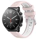 For Xiaomi MI Watch S1 22mm Sports Two-Color Steel Buckle Silicone Watch Band(Pink+White) - 1