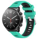 For Xiaomi MI Watch S1 22mm Sports Two-Color Steel Buckle Silicone Watch Band(Lake Blue+Black) - 1