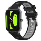 For Xiaomi Haylou RT2 LS10 22mm Sports Two-Color Steel Buckle Silicone Watch Band(Black+Grey) - 1