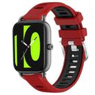 For Xiaomi Haylou RT2 LS10 22mm Sports Two-Color Steel Buckle Silicone Watch Band(Red+Black) - 6