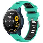 For  Xiaomi Haylou RS4 LS12 22mm Sports Two-Color Steel Buckle Silicone Watch Band(Lake Blue+Black) - 1