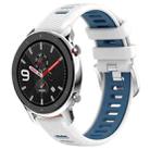 For Amazfit GTR 4 22mm Cross Texture Two Color Silicone Steel Buckle Watch Band(White+Blue) - 1