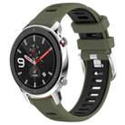 For Amazfit GTR 4 22mm Cross Texture Two Color Silicone Steel Buckle Watch Band(Army Green+Black) - 1