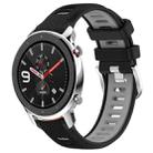 For Amazfit GTR 4 Pro 22mm Cross Texture Two Color Silicone Steel Buckle Watch Band(Black+Grey) - 1