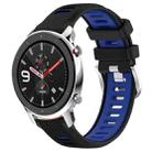 For Amazfit GTR 4 Pro 22mm Cross Texture Two Color Silicone Steel Buckle Watch Band(Black+Blue) - 1