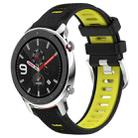 For Amazfit GTR 4 Pro 22mm Cross Texture Two Color Silicone Steel Buckle Watch Band(Black+Lime Green) - 1